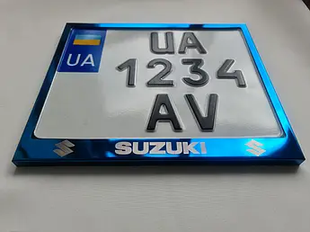 Металева Рамка для мотономера Suzuki Синя 569089098456 фото